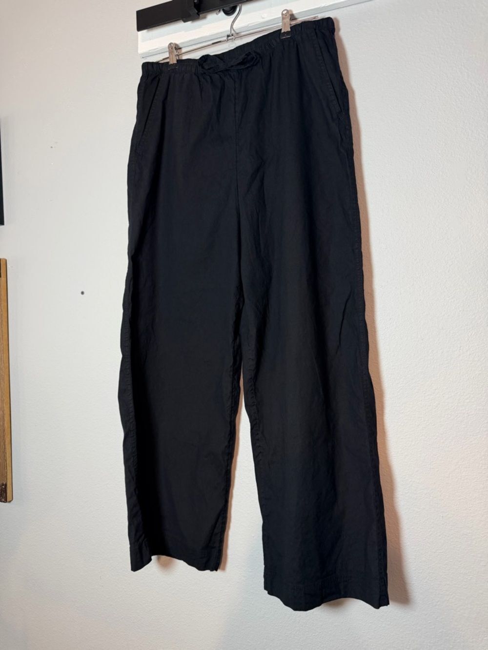 Athleta Paradise Midrise Wide Leg Linen Blend Pant Womens Size Medium Black - Picture 3 of 10